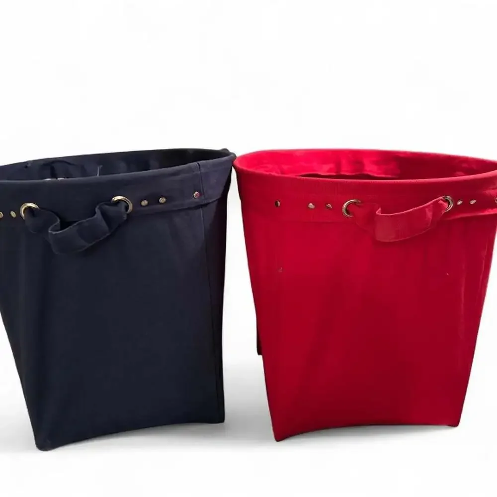 Pottery Barn Kids Large Canvas Storage Bins Set Navy Blue and Red